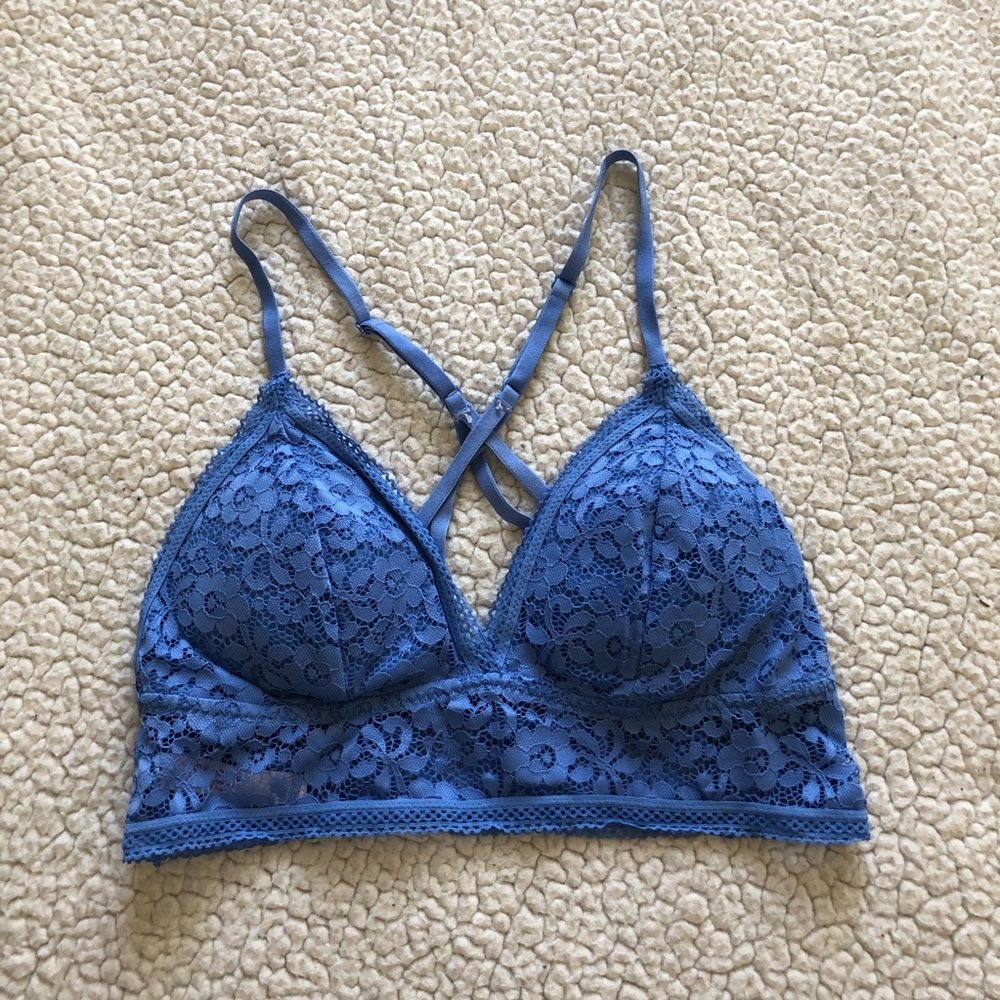 Blue Floral Textured Bralette